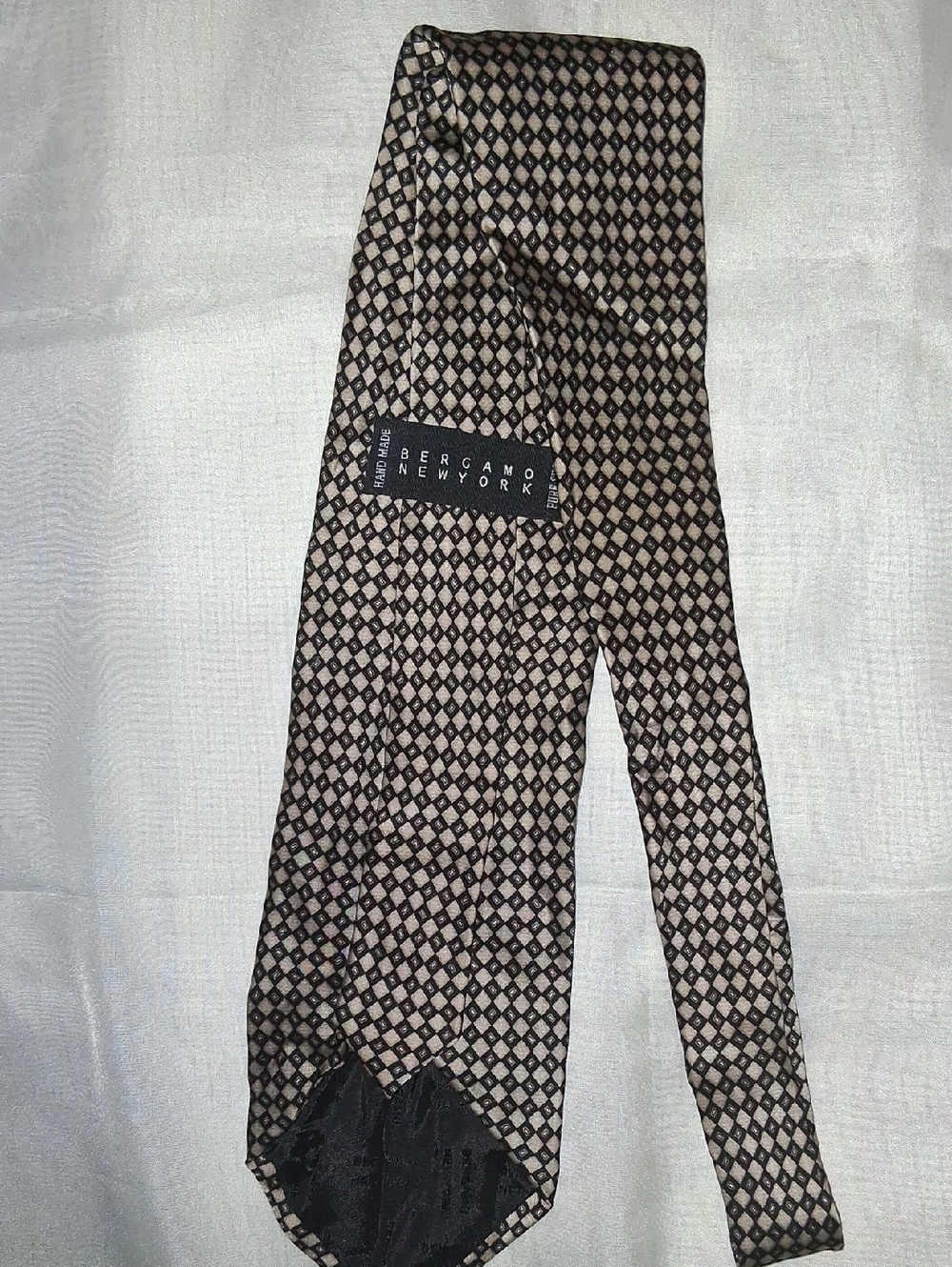 Bergamo New York Black & Cream Geometric Silk Tie